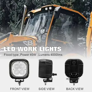 ECE R10 Hochheller Überschwemmungslicht 12 V 24 V Vierkant-traktorlicht 40 W LED-Lichter für Landwirtschaft