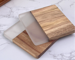 แผ่นรองแก้วเรซิ่นไม้กระถินเทศ ชุดแผ่นรองแก้วดีไซน์ศิลปะ สำหรับใช้ในบ้าน สำนักงาน รองเครื่องดื่ม ชา กาแฟ - Product Image 2