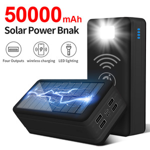 สำหรับไอโฟน พาวเวอร์แบงค์พลังงานแสงอาทิตย์แบบพกพาขนาด <span class=keywords><strong>50000mAh</strong></span> สำหรับความจุขนาดใหญ่ 10W จอแสดงผล LED ไร้สาย ชาร์จเร็ว ไมโครยูเอสบี - Product Image 1