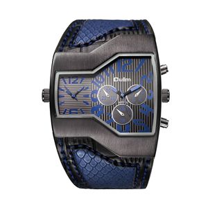 Oulm-relojes de doble <span class=keywords><strong>horario</strong></span> para hombre, de cuarzo japonés, con correa de cuero, gran oferta, 1220 - Product Image 2