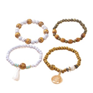 Bohemian Style Multi Layered Wooden <b>Bead</b> Bracelet <b>Set</b> Tree Of Life Charm Elastic Unisex Jewelry Yiwu Origin - Product Image 5