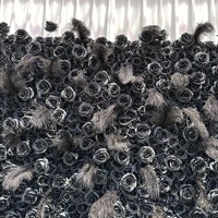 Dinding Bunga Buatan 3D 5D Campuran Kustom untuk Dekorasi Pernikahan, Acara, Pesta, Natal dengan Latar Belakang Hitam