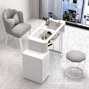 Muebles para Salón de Belleza LE, Juego de Mesa y Silla para Manicura Estilo Crema, Mesa de Manicura Multifuncional y Económica - Product Image 1