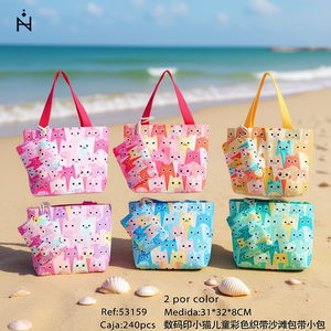 Bolsa de playa para niños con estampado digital de gatitos, 31x32x8 cm, con correa - Product Image 3