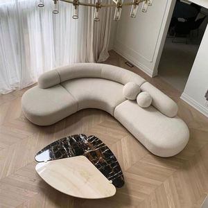 Ánh Sáng Sang Trọng Bắc Âu Hiện Đại Thiết Kế Sáng Tạo Cong Sofa Beauty Salon Phòng Khách Cừu Nhung Vải Sofa - Product Image 2