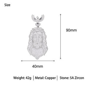 จี้พระเยซูรูปนกอินทรีประดับเพชรซิคอนเต็มตัว ชุบทอง 18K  แบบกำหนดสีได้  สำหรับผู้ชาย - Product Image 6