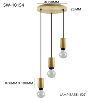 Lampe suspendue LED E27 moderne pour intérieur, style rustique, en bois sculpté, avec variateur d'intensité E26