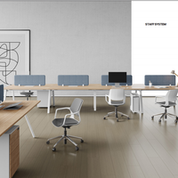 Table de bureau modulaire de coworking en espace ouvert moderne, poste de travail, mobilier de bureau, 4, 6, 8 places, personnel, poste de travail de bureau