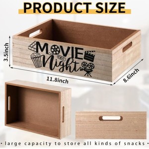 Wooden <b>Snack</b> <b>Tray</b> Movie Night Storage Box With Handle For Home Use - Product Image 3