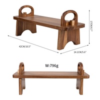 Présentoir surélevé en bois d'acacia avec poignée pour plateau de service, idéal pour la présentation de plats, desserts, table, décoration de fête à domicile