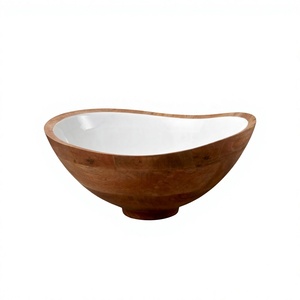 Juego de Tazones para Servir Comida de Madera Natural Pulida, Estilo Vintage, Ecológicos, de BS INTERNATIONAL, Solo Lavar a Mano, Decoración para Fiestas en Casa - Product Image 5