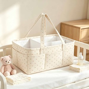 Cotton Baby Diaper Caddy Organizer with Handle Baby <b>Storage</b> Nappy Changing <b>Basket</b> Caddy Organizer Baby Diaper Caddy Organizer - Product Image 3