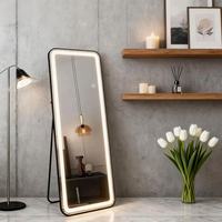Grand miroir LED pleine longueur avec éclairage, miroir mural rectangulaire à intensité variable, miroir sur pied pour chambre à coucher, hôtel, dressing