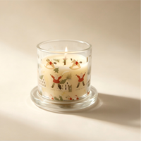 Ensemble de bougies cloche en verre en cire de paraffine imprimées thème Village de Noël Ramadan, avec couvercle en dôme, pour aromathérapie festive et décoration de fêtes
