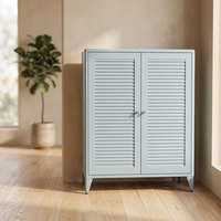 Meuble à chaussures moderne et élégant sur pied avec 2 portes battantes, étagères réglables, armoire de rangement en acier pour salon, multi-scénarios