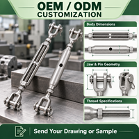 Custom Stainless Steel Jaw Jaw Turnbuckle Open or Closed Body with Clevis Pins for Wire Rope Tensioning