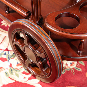 รถเข็นไม้แท้สำหรับรับประทานอาหารสไตล์อเมริกันหรูหรารถเข็นใส่ชาและเครื่องดื่มขนาดเล็กแบบถือได้ที่จับแก้วไวน์เฟอร์นิเจอร์บ้านทันสมัยปรับได้ - Product Image 4