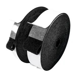 Black Industrial Strength Sticky Back Fasteners Hook and Loop Tape Fastener Roll for Indoor or Outdoor Use