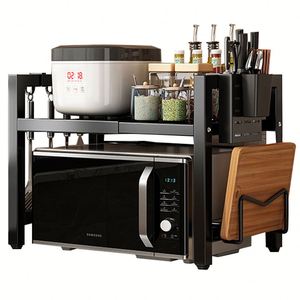 Household Kitchen Shelf Countertop 2 Tier Microwave Oven Stand Adjustable Microwave Oven Stand Kitchen Rack - Product Image 1
