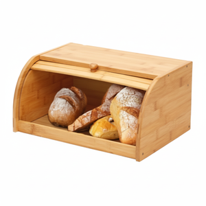 Boîte à pain roulante en bambou naturel et boîte de rangement des aliments de cuisine Assemblage requis-Type de produit Tiroirs à panier - Product Image 1
