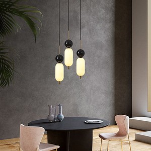 Modern Minimalist Pendant <b>Light</b> Black Marble Design Adjustable Height LED Chandelier For Home Dining Room Bedroom - Product Image 1