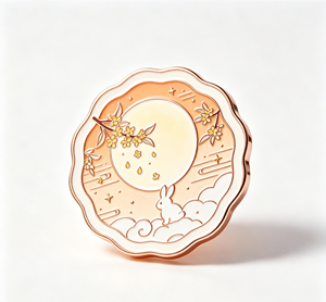 Round Metal Gift <b>Box</b> <b>Floral</b> Rabbit Enamel <b>Box</b> Scalloped Metal Case for Holiday Packaging - Product Image 3