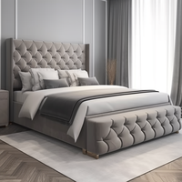 Lit plateforme au design exclusif, ensemble de meubles de chambre à coucher de luxe moderne, lit king size ou queen size, cadre de lit rembourré avec tête de lit