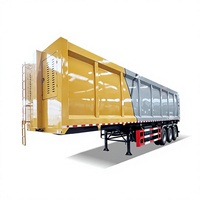 Camion compacteur de déchets de type semi-remorque avec capacité de chargement de 47 mètres cubes, véhicule de collecte jaune à moteur diesel