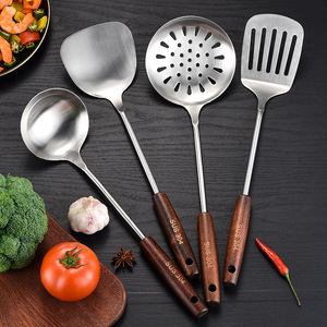 304 Stainless Steel Spatula Set With Wooden Handle 7 Piece Kitchen Utensils Heat Resistant Cooking Tools - Product Image 3