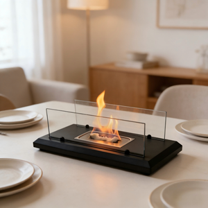Focolare da Tavolo in Metallo <span class=keywords><strong>con</strong></span> Combustibile <span class=keywords><strong>Bioetanolo</strong></span>, Caminetto a Etanolo Senza Fumo, Ecologico per Interni ed Esterni - Product Image 1