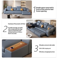 Canapé-lit multifonctionnel en tissu technique à double usage, canapé télescopique avec chaise longue et rangement, design moderne pour appartement et maison