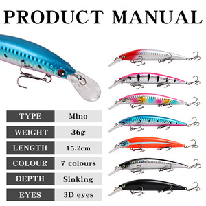 New 7 Colors Luya Fishing Lures Laser Minow Lead Block + Strengthened <strong>Treble</strong> <strong>Hooks</strong> 15.2cm 36g Sea Fishing Bait - Product Image 3