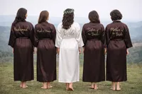 Robe Kimono de Mariée en Soie Satinée pour Femme, Col en V, Taille Élastique, Longue, Vêtement d'Intérieur de Luxe, Robe de Nuit, Peignoir, Demoiselle d'honneur pour Mariage