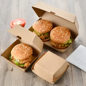 Kunden spezifischer Druck Kraft papier biologisch abbaubar zum Mitnehmen Lunchbox Burger