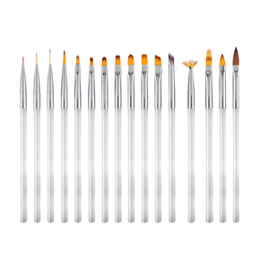 Lot de 16 pinceaux à ongles transparents avec manche, pour French Manucure, estompage, liner et peinture gel UV cristal - Product Image 6