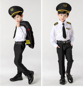 Kinderdag Piloot Uniform Stewardess Cosplay Halloween Kostuums Voor Kinderen Vermommen Meisje Jongen Kapitein Vliegtuigen Fancy Kleding - Product Image 4