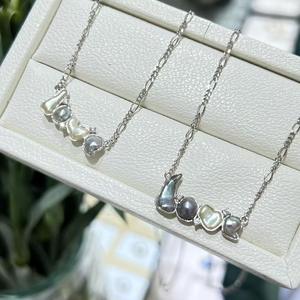 Collier pendentif en argent 925 avec perle Keshi Love Sea, forme irrégulière, perle de culture, chaîne minimaliste, 45 cm, unisexe - Product Image 3