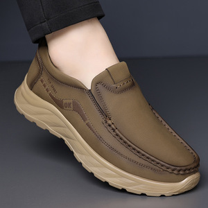 Mocassins rétro pour hommes, chaussures décontractées à enfiler, à semelle épaisse, semelle extérieure en caoutchouc rembourrée, talon bas, pour l'automne - Product Image 3
