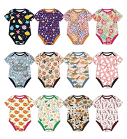 Combinaison bébé à manches courtes en maille respirante à fleurs, en fibre de bambou, imprimé personnalisé, lavable, pyjama pour nourrissons