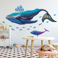 Pegatinas de pared de organismos del mundo marino, papel tapiz extraíble a prueba de agua para sala de estar, habitación de niños, fondo del hogar, decoración de pared mural