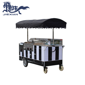 JX-CC180 Carrito de Comida Callejero con Estructura de Aluminio y Acero Inoxidable, Máquina Expendedora de Café, Crepas y Tacos, 110V/220V, para Comida Rápida - Product Image 2