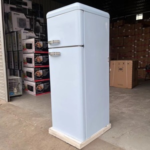 Refrigerador Retro de Doble Puerta con Congelador Superior, Diseño de Enfriamiento Directo, Doble Temperatura, Bajo Nivel de Ruido, Ideal para el Hogar - Product Image 1
