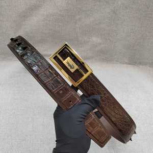 Cinturón de Acero con Hebilla de Placa para Hombre, Marca Man, 100% Piel de Cocodrilo Genuina, 3.8CM de Ancho, 105-125CM de Largo, Ligero - Product Image 6