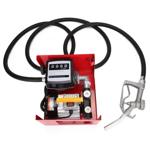 CE Certified Electric portable diesel transfer pump with nozzle meter pump installed