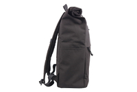 Sac à dos décontracté minimaliste noir élégant à enroulement, sac à dos quotidien léger et résistant à l'eau pour le travail et les voyages