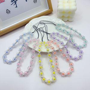 Trendy Romantic Colorful Flower Beaded Phone Case Chain Lanyard Jewelry for Women Charm Phone Case Wrist Strap Accessories