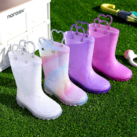 Bottes de pluie lumineuses personnalisées pour enfants, chaussures en caoutchouc imperméables à paillettes avec poignées faciles à enfiler pour les tout-petits, les petits et les grands enfants
