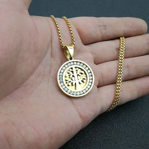 Collier pendentif arbre de vie en acier titane avec incrustation de zircon, bijoux unisexe, cadeau - Product Image 5