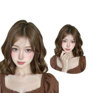 Peluca corta y rizada de marca nacional para mujer, fibra Kanekalon, línea de cabello natural, estilo ondulado tipo huevo para uso diario - Product Image 1