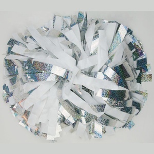Wet Look White Mix Holo Silver <span class=keywords><strong>Cheerleading</strong></span> pon pon per cheerleader con prezzo di fabbrica - Product Image 1